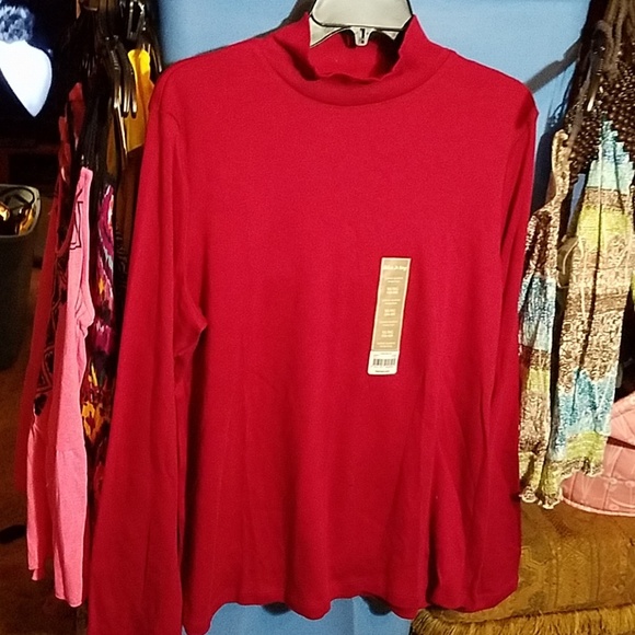 White Stag Raspberry Red Long Sleeve XL Mock Neck - Picture 3 of 4